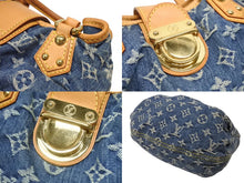 Load image into Gallery viewer, LOUIS VUITTON ルイヴィトン プリーティ ハンドバッグ M95020 モノグラム デニム レザー ブルー ゴールド金具 美品 中古 4b007162