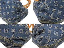 Load image into Gallery viewer, LOUIS VUITTON ルイヴィトン プリーティ ハンドバッグ M95020 モノグラム デニム レザー ブルー ゴールド金具 美品 中古 4b007162