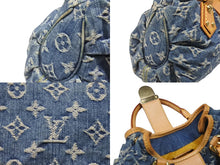 Load image into Gallery viewer, LOUIS VUITTON ルイヴィトン プリーティ ハンドバッグ M95020 モノグラム デニム レザー ブルー ゴールド金具 美品 中古 4b007162