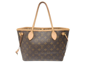 LOUIS VUITTON ルイヴィトン モノグラム ネヴァーフルPM トートバッグ M40155 ブラウン PVC ヌメ革 ゴールド金具 美品 中古 4b007164