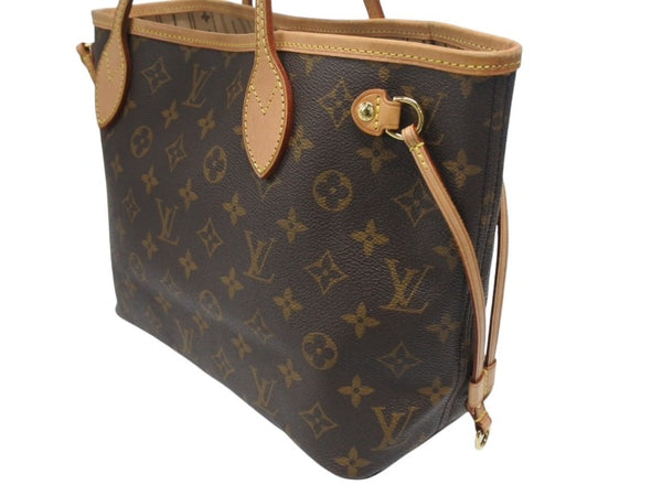 LOUIS VUITTON ルイヴィトン モノグラム ネヴァーフルPM トートバッグ M40155 ブラウン PVC ヌメ革 ゴールド金具 美品 中古 4b007164