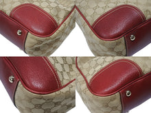 画像をギャラリービューアに読み込む, GUCCI グッチ トートバッグ ハンドバッグ 163305 213048 イタリア製 GGキャンバス レザー ベージュ レッド ゴールド金具 美品 中古 4b007169