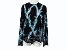 画像をギャラリービューアに読み込む, 極美品 LOUIS VUITTON ルイヴィトン 15SS ジップアップ レース ブラウス ブラック ホワイト ターコイズ レーヨン シルク 38 RW151A F7BB15VMX 中古 4b007171