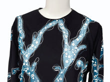 画像をギャラリービューアに読み込む, 極美品 LOUIS VUITTON ルイヴィトン 15SS ジップアップ レース ブラウス ブラック ホワイト ターコイズ レーヨン シルク 38 RW151A F7BB15VMX 中古 4b007171