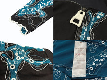 画像をギャラリービューアに読み込む, 極美品 LOUIS VUITTON ルイヴィトン 15SS ジップアップ レース ブラウス ブラック ホワイト ターコイズ レーヨン シルク 38 RW151A F7BB15VMX 中古 4b007171