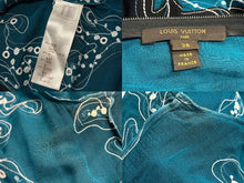 画像をギャラリービューアに読み込む, 極美品 LOUIS VUITTON ルイヴィトン 15SS ジップアップ レース ブラウス ブラック ホワイト ターコイズ レーヨン シルク 38 RW151A F7BB15VMX 中古 4b007171