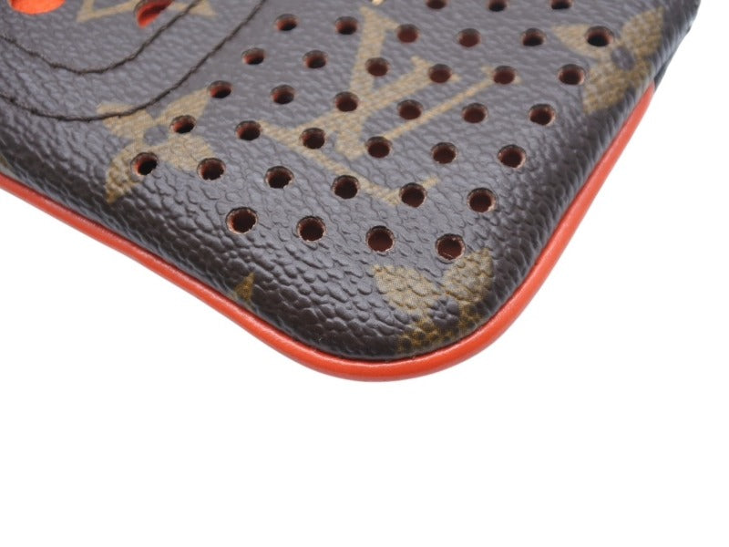 LOUIS VUITTON ルイヴィトン ポシェット クレ コインケース 小銭入れ M95222 モノグラム ペルフォ PVC レザー オレンジ 美品 中古 4b007174