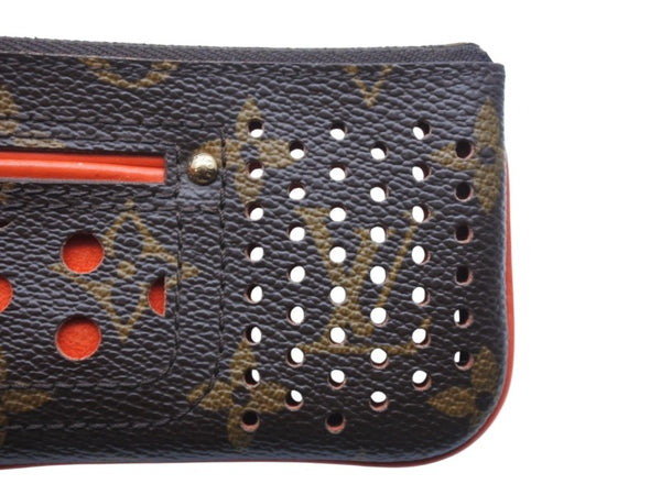 LOUIS VUITTON ルイヴィトン ポシェット クレ コインケース 小銭入れ M95222 モノグラム ペルフォ PVC レザー オレンジ 美品 中古 4b007174