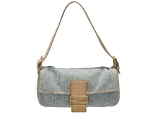 画像をギャラリービューアに読み込む, FENDI フェンディ ハンドバッグ ワンショルダーバッグ マンマバケット デニムキャンバス ズッカ ゴールド金具 美品 中古 4b007175