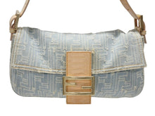 画像をギャラリービューアに読み込む, FENDI フェンディ ハンドバッグ ワンショルダーバッグ マンマバケット デニムキャンバス ズッカ ゴールド金具 美品 中古 4b007175