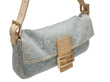 画像をギャラリービューアに読み込む, FENDI フェンディ ハンドバッグ ワンショルダーバッグ マンマバケット デニムキャンバス ズッカ ゴールド金具 美品 中古 4b007175