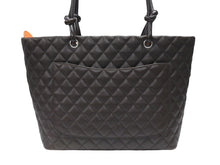 画像をギャラリービューアに読み込む, CHANEL シャネル カンボンライン ラージトートバッグ 9番台 A25169 ココマーク ラムスキン ブラウン ベージュ シルバー金具 美品 中古 4b007184