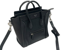 画像をギャラリービューアに読み込む, 極美品 CELINE セリーヌ Luggage ラゲージ マイクロショッパー 2WAY ハンドバッグ ショルダーバッグ レザー ブラック 189793DRU 中古 4b007185