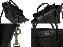 画像をギャラリービューアに読み込む, 極美品 CELINE セリーヌ Luggage ラゲージ マイクロショッパー 2WAY ハンドバッグ ショルダーバッグ レザー ブラック 189793DRU 中古 4b007185