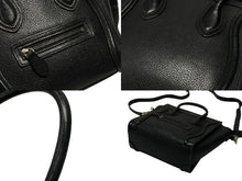 画像をギャラリービューアに読み込む, 極美品 CELINE セリーヌ Luggage ラゲージ マイクロショッパー 2WAY ハンドバッグ ショルダーバッグ レザー ブラック 189793DRU 中古 4b007185