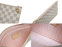 画像をギャラリービューアに読み込む, 極美品 LOUIS VUITTON 新型 ルイヴィトン ネヴァーフルMM ローズバレリーヌ ハンドバッグ N40603 ダミエアズールキャンバス ホワイト 中古 4b007187