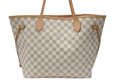 画像をギャラリービューアに読み込む, 極美品 LOUIS VUITTON 新型 ルイヴィトン ネヴァーフルMM ローズバレリーヌ ハンドバッグ N40603 ダミエアズールキャンバス ホワイト 中古 4b007187