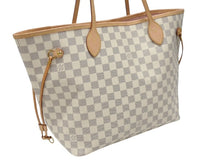 画像をギャラリービューアに読み込む, 極美品 LOUIS VUITTON 新型 ルイヴィトン ネヴァーフルMM ローズバレリーヌ ハンドバッグ N40603 ダミエアズールキャンバス ホワイト 中古 4b007187