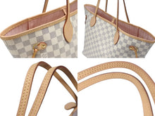 画像をギャラリービューアに読み込む, 極美品 LOUIS VUITTON 新型 ルイヴィトン ネヴァーフルMM ローズバレリーヌ ハンドバッグ N40603 ダミエアズールキャンバス ホワイト 中古 4b007187