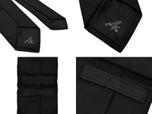 画像をギャラリービューアに読み込む, 極美品 PRADA プラダ ネクタイ ナイロン トライアングル ロゴ ブラック 中古 4b007190