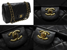 画像をギャラリービューアに読み込む, CHANEL シャネル マトラッセ25 Wフラップ Wチェーンショルダーバッグ 5番台 A1112 ラムスキン ブラック シルバー金具 美品 中古 4b007192