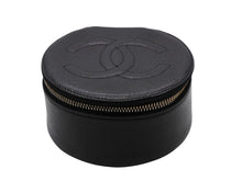 画像をギャラリービューアに読み込む, 極美品 CHANEL シャネル ココマーク ジュエリーケース アクセサリーポーチ 2番台 キャビアスキン ブラック ゴールド金具 中古 4b007193