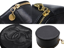 画像をギャラリービューアに読み込む, 極美品 CHANEL シャネル ココマーク ジュエリーケース アクセサリーポーチ 2番台 キャビアスキン ブラック ゴールド金具 中古 4b007193