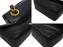 画像をギャラリービューアに読み込む, 極美品 CHANEL シャネル Vステッチ チェーンショルダーバッグ 3番台 AO1115 キャビアスキン ココマーク ブラック ゴールド金具 中古 4b007195