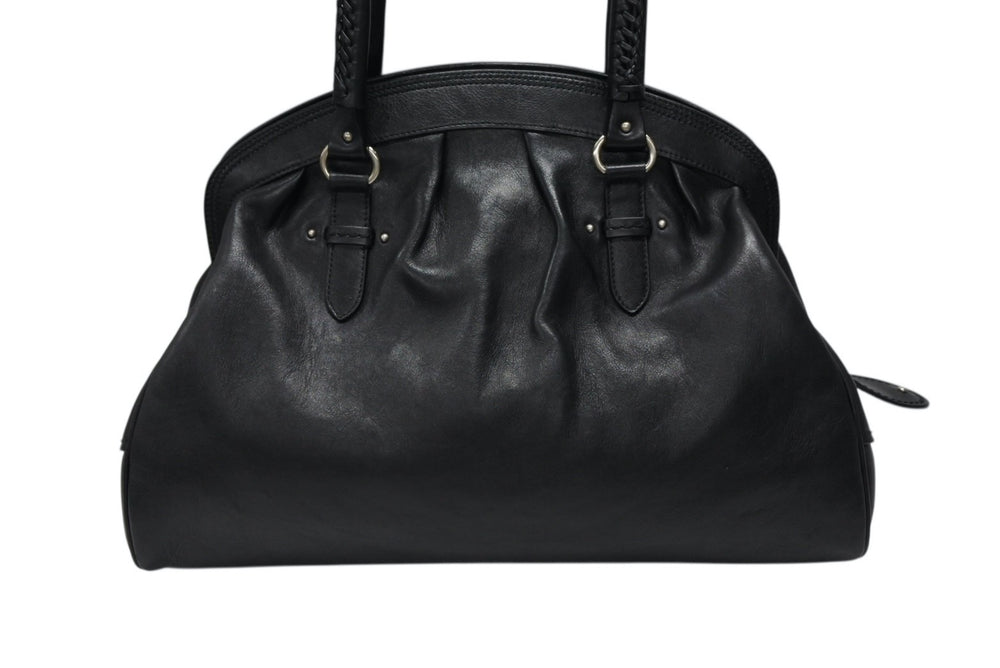 極美品 CHRISTIAN DIOR クリスチャンディオール ハンドバッグ 12-BO-0037 イタリア製 レザー ブラック シルバー金具 中古 4b007197