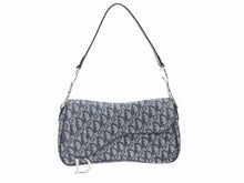 画像をギャラリービューアに読み込む, 極美品 CHRISTIAN DIOR クリスチャンディオール トロッターライン サドルバッグ ワンショルダーバッグ ネイビー シルバー金具 中古 4b007198