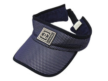 画像をギャラリービューアに読み込む, 新品未使用 CHANEL シャネル スポーツライン サンバイザー ONE SIZE ココマーク メッシュ ネイビー ポリエステル ナイロン 中古 4b007199