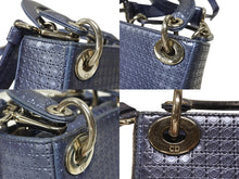 Load image into Gallery viewer, CHRISTIAN DIOR クリスチャンディオール マイクロ レディディオール マイクロカナージュ メタリックブルー シルバー金具 美品 中古 4b007211