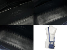 Load image into Gallery viewer, CHRISTIAN DIOR クリスチャンディオール マイクロ レディディオール マイクロカナージュ メタリックブルー シルバー金具 美品 中古 4b007211