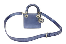 Load image into Gallery viewer, CHRISTIAN DIOR クリスチャンディオール マイクロ レディディオール マイクロカナージュ メタリックブルー シルバー金具 美品 中古 4b007211