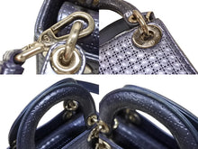 Load image into Gallery viewer, CHRISTIAN DIOR クリスチャンディオール マイクロ レディディオール マイクロカナージュ メタリックブルー シルバー金具 美品 中古 4b007211