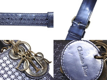 Load image into Gallery viewer, CHRISTIAN DIOR クリスチャンディオール マイクロ レディディオール マイクロカナージュ メタリックブルー シルバー金具 美品 中古 4b007211