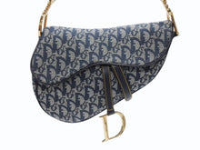Load image into Gallery viewer, Christian Dior クリスチャンディオール ワンショルダーバッグ サドルバッグ トロッター ガリアーノ期 キャンバス レザー ネイビー 美品 中古 4b007212