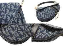 Load image into Gallery viewer, Christian Dior クリスチャンディオール ワンショルダーバッグ サドルバッグ トロッター ガリアーノ期 キャンバス レザー ネイビー 美品 中古 4b007212