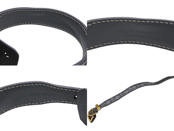 GOYARD ゴヤール フランクリン ペット用首輪 ARR020133 ゴヤールディンキャンバス クラムシーカウハイド パラジウム グレー サイズ32 美品 中古 4b007213