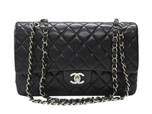 画像をギャラリービューアに読み込む, 極美品 CHANEL シャネル マトラッセ25 Wフラップ Wチェーンショルダーバッグ ココマーク 7番台 ラムスキン ブラック シルバー金具 中古 4b007214