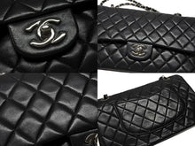 画像をギャラリービューアに読み込む, 極美品 CHANEL シャネル マトラッセ25 Wフラップ Wチェーンショルダーバッグ ココマーク 7番台 ラムスキン ブラック シルバー金具 中古 4b007214