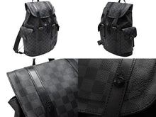 画像をギャラリービューアに読み込む, LOUIS VUITTON ルイヴィトン リュック デイパック クリストファー MM ダミエグラフィット N41379 シルバー金具 美品 中古 4b007217