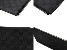 画像をギャラリービューアに読み込む, LOUIS VUITTON ルイヴィトン ポシェット ジュール GM ダミエ グラフィット N64437 ブラック グレー シルバー金具 PVC 美品 中古 4b007220