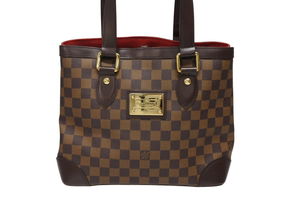 Very Good Condition LOUIS VUITTON Damier Hampstead PM Handbag Brown N51205 Logo Gold Hardware Used 4b007221