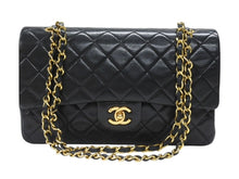 画像をギャラリービューアに読み込む, 極美品 CHANEL シャネル マトラッセ25 Wフラップ Wチェーンショルダーバッグ 1番台 ラムスキン ココマーク ブラック ゴールド金具 中古 4b007223