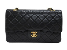 画像をギャラリービューアに読み込む, 極美品 CHANEL シャネル マトラッセ25 Wフラップ Wチェーンショルダーバッグ 1番台 ラムスキン ココマーク ブラック ゴールド金具 中古 4b007223