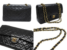 画像をギャラリービューアに読み込む, 極美品 CHANEL シャネル マトラッセ25 Wフラップ Wチェーンショルダーバッグ 1番台 ラムスキン ココマーク ブラック ゴールド金具 中古 4b007223
