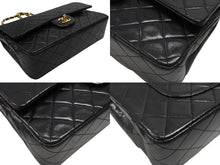 画像をギャラリービューアに読み込む, 極美品 CHANEL シャネル マトラッセ25 Wフラップ Wチェーンショルダーバッグ 1番台 ラムスキン ココマーク ブラック ゴールド金具 中古 4b007223