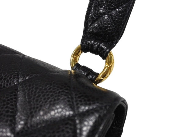 極美品 CHANEL シャネル ワンショルダーバッグ 2番台 キャビアスキン ココマーク ブラック ヴィンテージ ゴールド金具 中古 4b007226