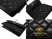 画像をギャラリービューアに読み込む, 極美品 CHANEL シャネル ワンショルダーバッグ 2番台 キャビアスキン ココマーク ブラック ヴィンテージ ゴールド金具 中古 4b007226